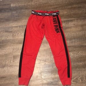 PINK Sweatpants Red/Black